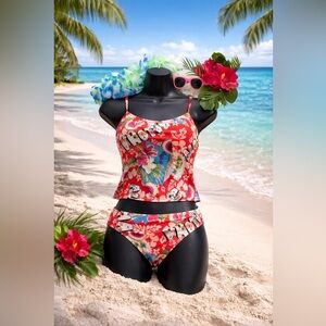 Vintage Christina Tropical Hawaiian Pattern Swimsuit NWOT 👙🏊‍♀️🌸